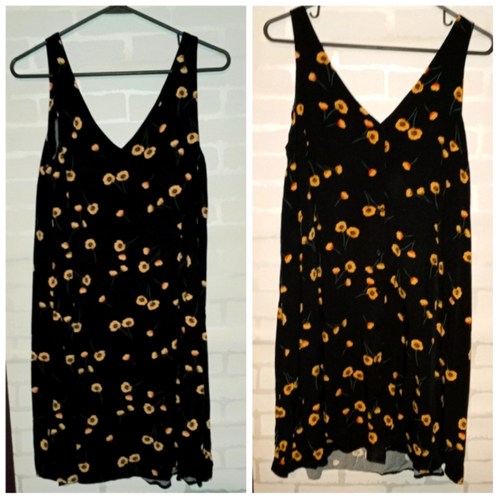 Like NEW Popsugar Black Floral Sleeveless Dress Large